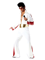 Faschingskostüm Karneval Kostüm-Promi-Kostüm Elvis Presley Men White Jumpsuit Karneval Kostüm