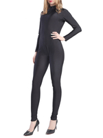 Faschingskostüm Karneval Kostüm Zentai Jumpsuit Zipper Schwarz Damen Lycra Spandex Catsuit Karneval Kostüm