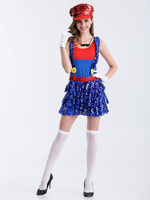 Faschingskostüm Karneval Phantasie Kostüm Color Block Pailletten Super Mario Bros Karneval Kostüm Funny Costume Karneval Kostüm