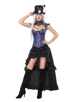 Faschingskostüm Karneval Steampunk Kostüm Frauen Rosa Tiered Rüschen Rock und Korsett Karneval Kostüm
