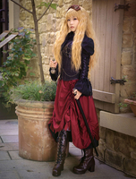 Faschingskostüm Karneval Steampunk Vintage Kostüm Burgund langer Rock Retro-Piratenkostüm