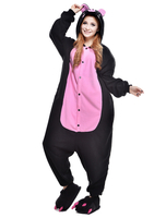 Faschingskostüm Karneval Stilvolle schwarz rosa Schwein Kigurumi Anime Kostüm