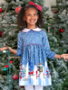 Faschingskostüm Kid Christmas Dress Weihnachtsmann Print Hellhimmelblau Flare Kleid Urlaub Kostüme Karneval Kostüm