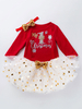 Faschingskostüm Kid Christmas Set Pailletten Vergoldung Tutu Rock Mit Baumwolle Top Weihnachten Muster Urlaub Kostüme Karneval Kostüm