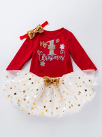 Faschingskostüm Kid Christmas Set Pailletten Vergoldung Tutu Rock Mit Baumwolle Top Weihnachten Muster Urlaub Kostüme Karneval Kostüm