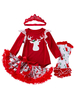 Faschingskostüm Kid Christmas Set Rüschen-Tutu-Rock mit Baumwoll-Print Top Red Holidays-Kostümen Karneval Kostüm