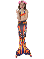 Faschingskostüm Kids Mermaid Tail Kostüm Kleine Mädchen Printed Orange Badeanzüge Karneval Kostüm Karneval Kostüm