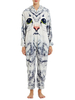 Faschingskostüm Kigurumi Onesie Pyjamas 3D Katzen Hellgrau Flanell Easy Toilet Jumpsuit Kigurumi Kostüme Karneval Kostüm