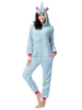 Faschingskostüm Kigurumi Onesie Pyjamas Starlet Unicorn Blue Flanell Einfache Toilette Overall Kigurumi Kostüme Karneval Kostüm
