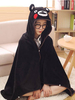 Faschingskostüm Kigurumi Pyjama Kumamon Onesie Snuggie schwarz Flanell-Nachtwäsche für Erwachsene