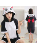 Faschingskostüm Kigurumi Pyjamas Onesie Schwarz Short Jumpsuits Sommer Tier Nachtwäsche Für Erwachsene Karneval Kostüm