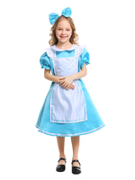 Faschingskostüm Kinder Alice Wonderland Kostüm Halloween Blau und Weiß Kleider Karneval Kostüm Karneval Kostüm