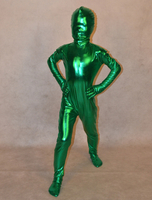 Faschingskostüm Kinder Ganzkörper Metallic-Zentai in Grün
