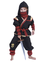 Faschingskostüm Kinder-Halloween-Kostüm-Schwarz Ninja Kid Kostüm Set Karneval Kostüm
