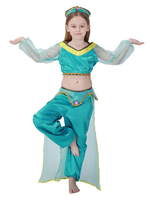 Faschingskostüm Kinder Karneval kostüm Polyester Polyester in Meergrün Set von Bauchtänzerin mit Kopfschmuck&Hose&Oberteil Karneval Kostüm Karneval Kostüm