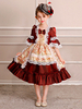 Faschingskostüm Kinder Karneval Retro Kostüm Little Girls Rokoko Kleid Rot Floral Rüschen Half Sleeve Royal Vintage Dress Karneval Kostüm Karneval Kostüm