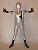 Faschingskostüm Kinder Metallic-Zentai Anzug von Superheros in Silber und Schwarz