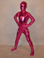 Faschingskostüm Kinder Metallic-Zentai in Fuchsienfarbe