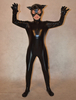 Faschingskostüm Kinder Metallic-Zentai mit Mund-und Augenöffnung in Schwarz