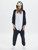 Faschingskostüm Kinder Pinguin Kigurumi Strampler Pyjama Flanell Schwarz Kapuze Langarm Winter Nachtwäsche Maskottchen Tier Faschingskostüm