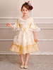 Faschingskostüm Kinder Retro Kostüm Karneval Kleine Mädchen Rokoko Kleid Blonde Rüschen Lace Bögen Half Sleeve Vintage Dress Karneval Kostüm Karneval Kostüm