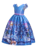 Faschingskostüm Kinder Weihnachten Cosplay Print Rüschen Bogen blau Kleid Kinder Cosplay Kostüme Karneval Kostüm