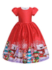 Faschingskostüm Kinder Weihnachten Cosplay Weihnachtsmann Rotes Kleid Plissee Print Kinder Cosplay Kostüme Karneval Kostüm