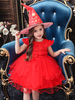 Faschingskostüm Kinderhexe Kostüme Blumenapplikation Rotes Halloween Kinderkleid Mit Hut Karneval Kostüm