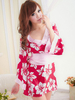 Faschingskostüm Kleider & Robes Red Kimono Lace Up geknotete Seide wie Lingerie