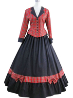 Faschingskostüm Kleine Frauen Kostüme Rüschen Plaid Frauen gefälschte zweiteilige Vintage-Kleidung
