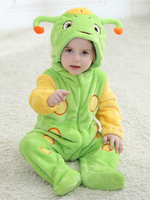 Faschingskostüm Kleinkind Kigurumi Pyjamas Onesie Caterpillar Cartoon Insect Flanell Jumpsuit