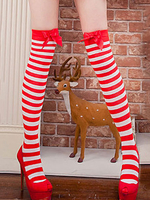 Faschingskostüm Kniestrümpfe Striped Red Saloon Mädchen Strümpfe Fußball Mädchen Bögen Schwarz Frauen Karneval Kostüm Zubehör Karneval Kostüm