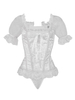 Faschingskostüm Korsett Weiß Damen Jacquard Kurzarm Top Karneval Kostüm Steampunk Kostüm Karneval Kostüm