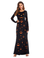 Faschingskostüm Kostüm Kürbis Kleid Frauen Schwarz Langarm Cosplay Kostüme Karneval Kostüm