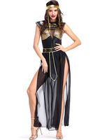 Faschingskostüm-Kostüme Faschingskostüm-bedruckte elegante lange schwarze Rock-Kopfbedeckung der Polyester-Faschingskostüm-Feiertags-Kostüme der Frau