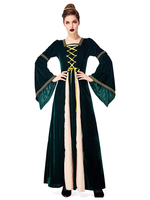 Faschingskostüm-Kostüme für Frauen Dunkelgrünes; zweifarbiges Faschingskostüm-Kleid aus geschichtetem Polyester für Erwachsene