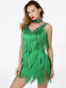 Faschingskostüm Latin Dance Costumes Frauen Quaste Grün Choker Kleid Tanzen Kostüm Karneval Kostüm Karneval Kostüm