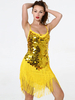 Faschingskostüm Latin Dance Costumes Frauen Quaste Polyester Pailletten Kleid Tanzen Kostüm Karneval Kostüm Karneval Kostüm