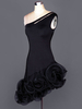 Faschingskostüm Latin Dance Kleid Organza 1-Schulter ärmellose ausgeschnitten unregelmäßige Rüschen Bodycon Latin Dance Kostüm