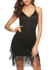 Faschingskostüm Latin Dance Kleider Backless Fringe Black Dress Frauen Tanzen Wear Karneval Kostüm