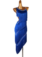 Faschingskostüm Latin Dance Kleider Fringe Strass Layered Ruffle Frauen Latin Tänzerin Tanzen Kostüm
