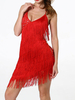 Faschingskostüm Latin Dance Kleider Red Backless Fringe Frauen Sexy Dress Dancing Wear Karneval Kostüm