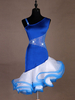Faschingskostüm Latin Dance Kleider Royal Blue Damen Organza Kleid verzierte Rüsche Latin Tänzerin Tanzen Kostüm Karneval Kostüm Karneval Kostüm