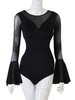 Faschingskostüm Latin Dance Kleider Schwarz Damen Lycra Spandex Top Bell Sleeve Latin Dancer Dancing Kostüm