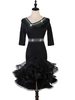 Faschingskostüm Latin Dance Kleider Schwarz Strass Rüschenkleid Latin Dancer Dancing Kostüm