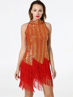 Faschingskostüm Latin Dance Kostüm Fransen Pailletten Jewel Neck Latin Tanzbekleidung Karneval Kostüm Karneval Kostüm