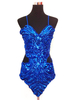 Faschingskostüm Latin Dance Kostüm Frauen Glitter Royal Blue Pailletten Latin Dancing Kleider