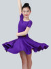 Faschingskostüm Latin Dance Kostüm Kids Plum Kurzarm Ballsaal Tanzkleider für Mädchen