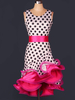Faschingskostüm Latin Dance Kostüm Organza Runde Hals ärmellos zwei Ton unregelmäßig mit Rüschen Latin Dance Kleid mit Schärpe