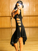 Faschingskostüm Latin Dance Kostüm Schwarz Damen Plissee Kleid Tanzkostüm Karneval Kostüm